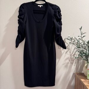 Sundry Anthropologie Black Size 1 Ruched 3/4 Sleeve Mini T-Shirt Dress Casual
